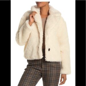 Avec Les Filles Cream Faux Fur Jacket